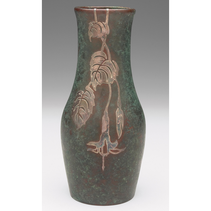 Appraisal: Silver Crest vase sterling decoratedbronze waisted shape with an appliedfloral