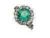 Appraisal: AN EMERALD AND DIAMOND CLUSTER RING the central octagonal step