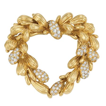 Appraisal: Gold and Diamond Wreath Brooch Tiffany Co Estimate -