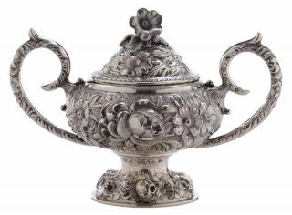 Appraisal: Stieff Rose Repousse Sterling Covered Sugar Set of Eight Stieff