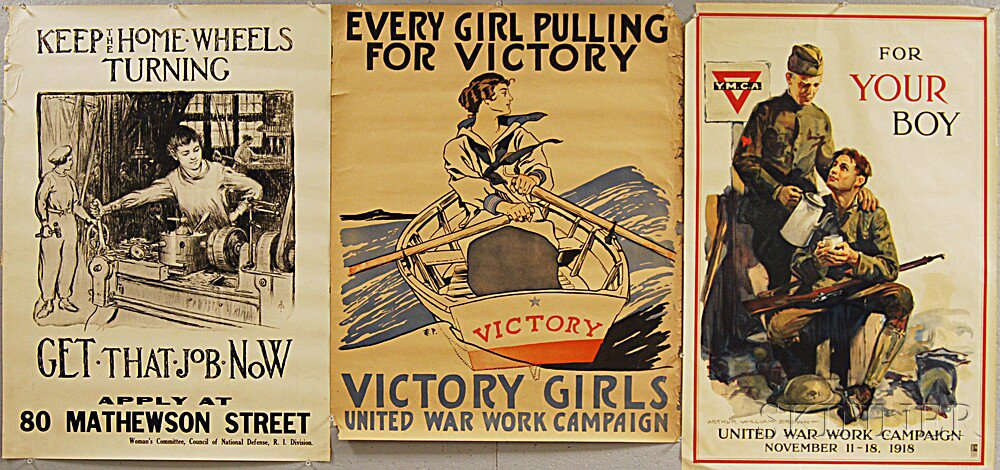 Appraisal: Three WWI Lithograph Posters For Your Boy YMCA Keep the