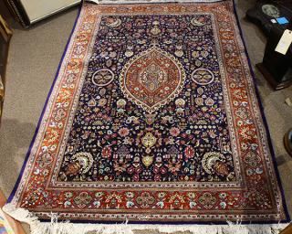 Appraisal: Sino Tabriz part silk carpet ' x ' Sino Tabriz