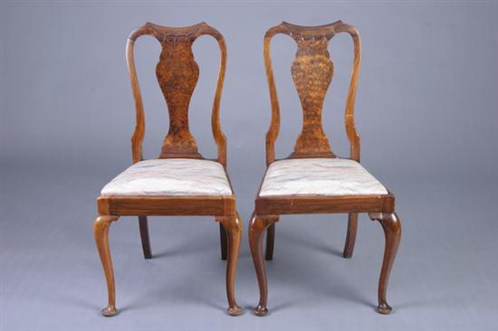 Appraisal: PAIR QUEEN ANNE STYLE DINING CHAIRS th century grain painted