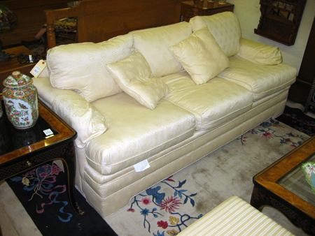 Appraisal: CONTEMPORARY SOFA Drexel Heritage Furnishings overall ivory-on-ivory Chinoiserie motif upholstery