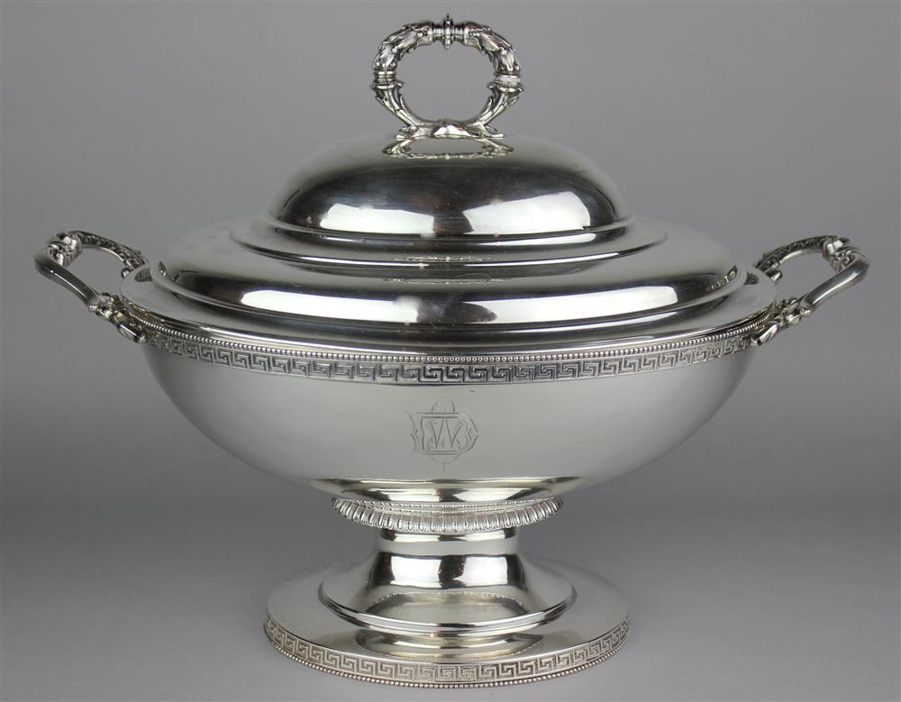 Appraisal: AMERICAN SILVER TWO-HANDLED TUREEN AND COVER with struck marks for