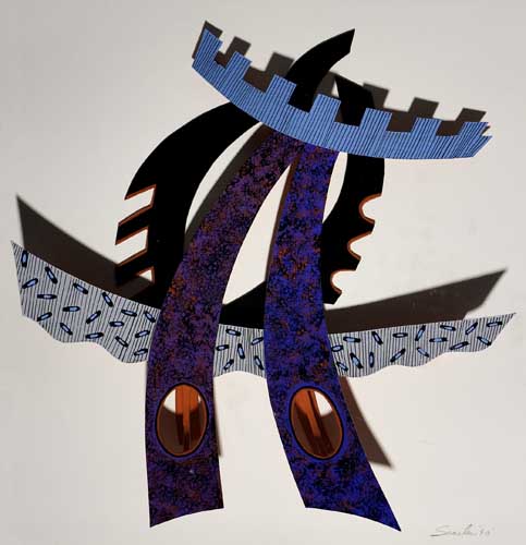 Appraisal: CHARLES SEARLES - Asian Rhythm Painted paper and card sculpture