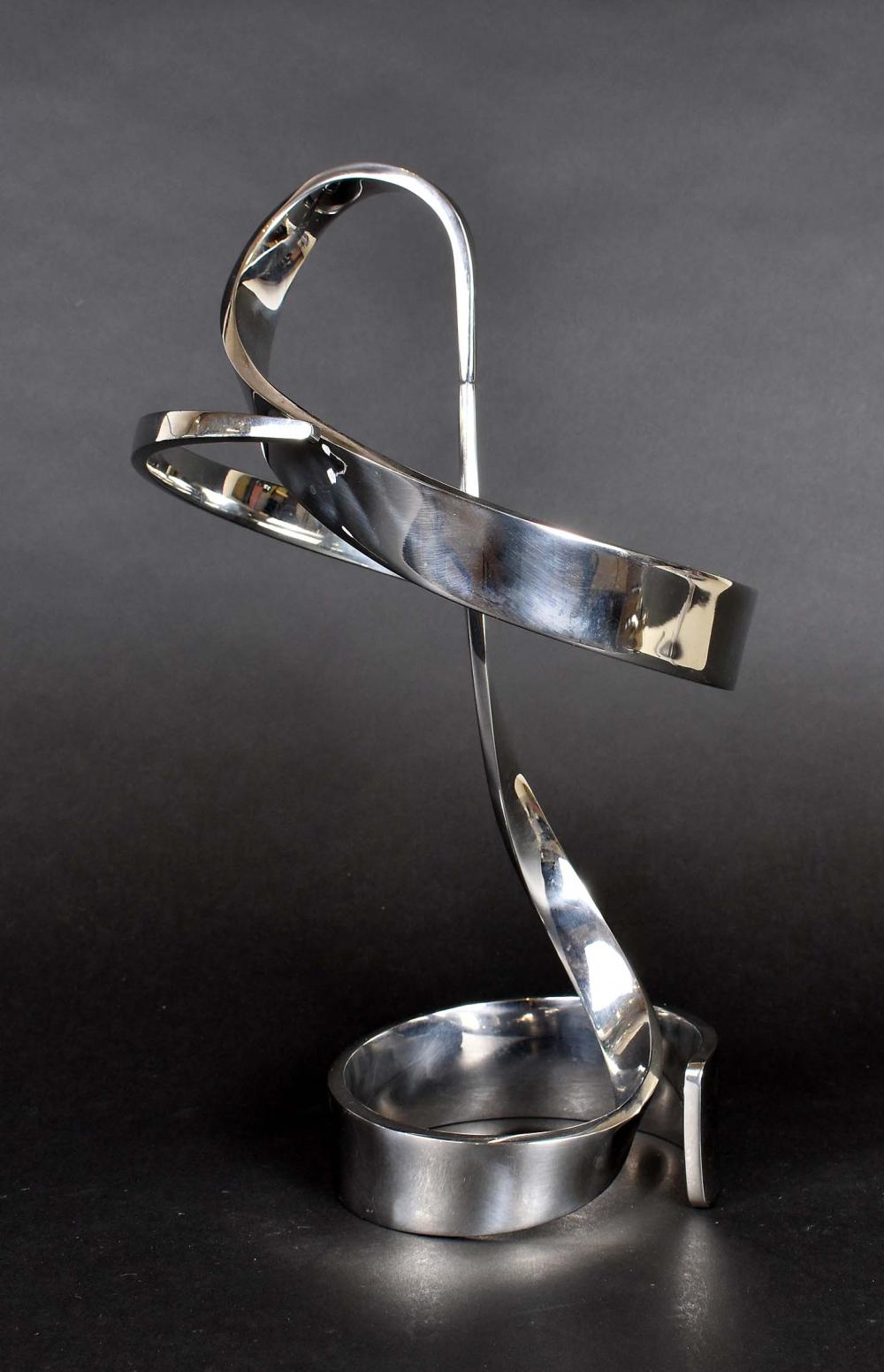 Appraisal: CONTEMPORARY TWO-PART KINETIC SCULPTURE STAINLESS STEELSigned Clayton dated Comprised of