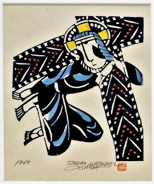 Appraisal: Sadao Watanabe Modern Religious Woodblock Print Japan - Sadao Watanabe