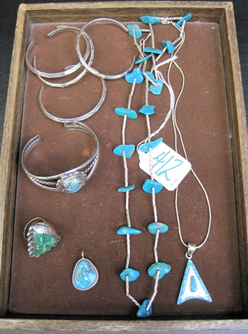 Appraisal: NINE PIECES SOUTHWEST SILVER JEWELRY necklaces one with Turquoise L