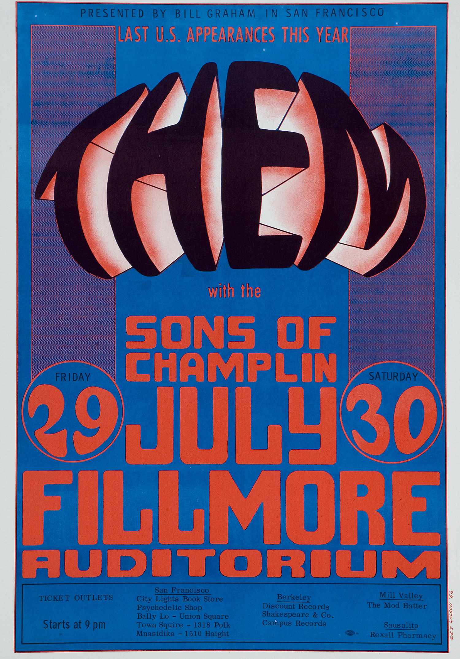 Appraisal: Them Sons of Champlin Fillmore concert poster BG- -OP- Bill