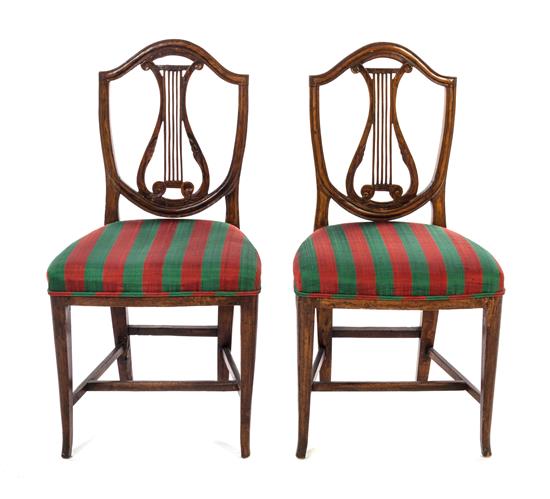 Appraisal: Sale Lot A Pair of Italian Walnut Lyre-Back Side Chairs