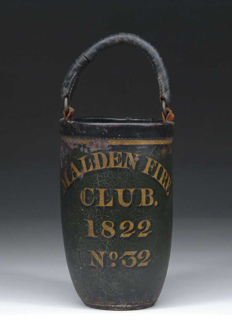 Appraisal: FINE PAINTED LEATHER FIRE BUCKET MALDEN FIRE CLUB Windsor green