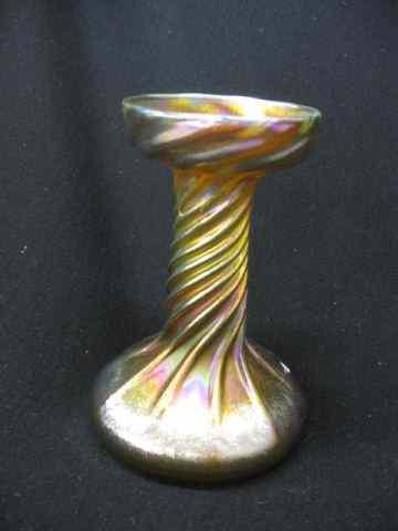 Appraisal: Tiffany Favrile Art Glass Candlestick golden iridescent with swirling twist