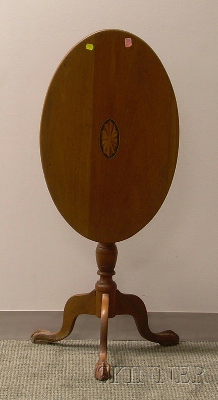 Appraisal: Federal-style Inlaid Carved Mahogany Tilt-top Candlestand