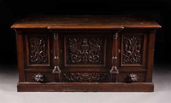 Appraisal: Victorian Renaissance Revival oak cabinet second half- th century with