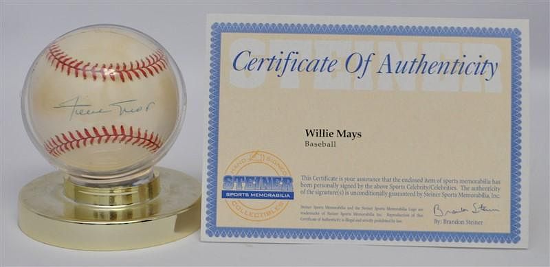 Appraisal: SIGNED WILLIE MAYS BASEBALL W COA Rawlings Major League Baseball