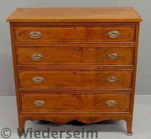 Appraisal: Diminutive Hepplewhite style inlaid mahogany chest of drawers c with