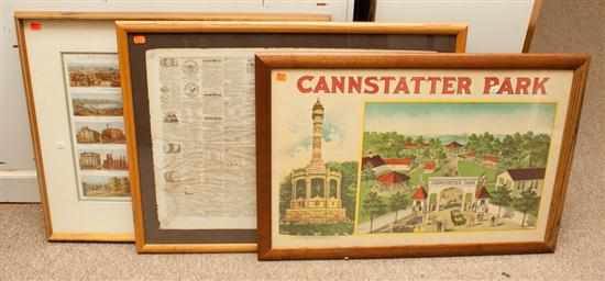 Appraisal: Baltimore Fourteen framed items including Canstatter Park chromolithograph poster by