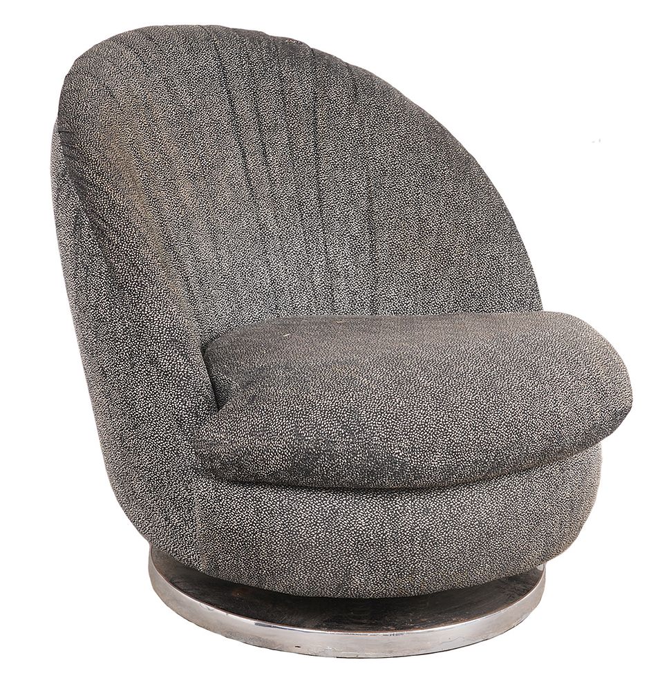 Appraisal: Milo Baughman Upholstered Tub Chair Milo Baughman swivel tub chair