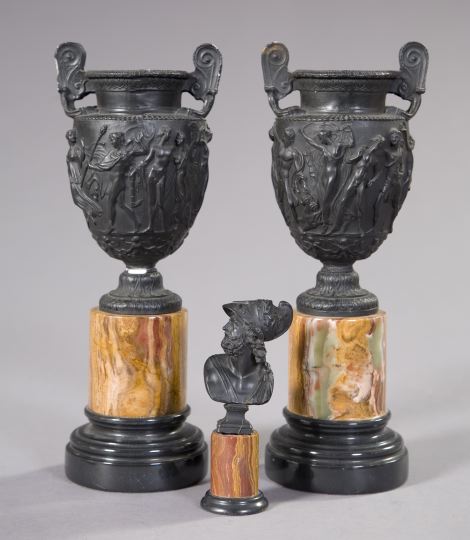 Appraisal: Two Composition Vases and a Table Bust consisting of a