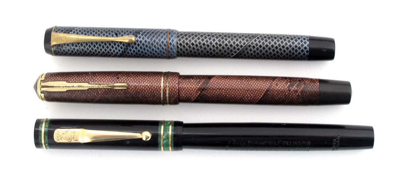 Appraisal: A Swan black and jade lever-filler fountain pen