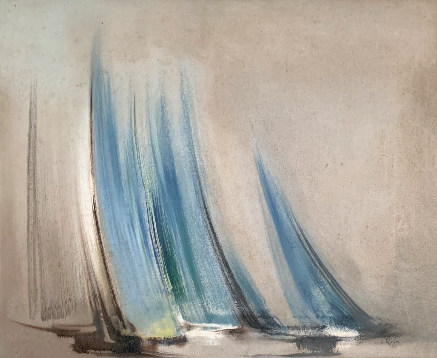 Appraisal: MODERNIST PAINTING OF SAILBOATS BY J REID O C ''