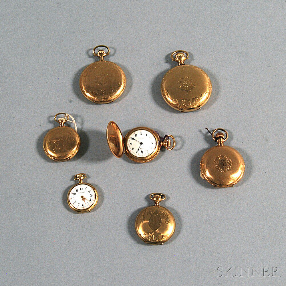 Appraisal: Seven Gold-filled Pocket Watches six hunting case including United States