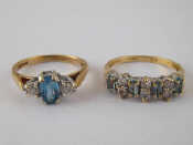 Appraisal: Two carat gold stone set rings both size J approx