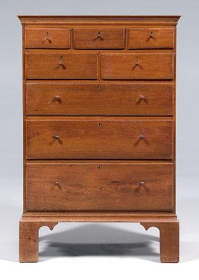 Appraisal: Tennessee Chippendale tall chest walnut with yellow pine secondary three-over-two-over-three