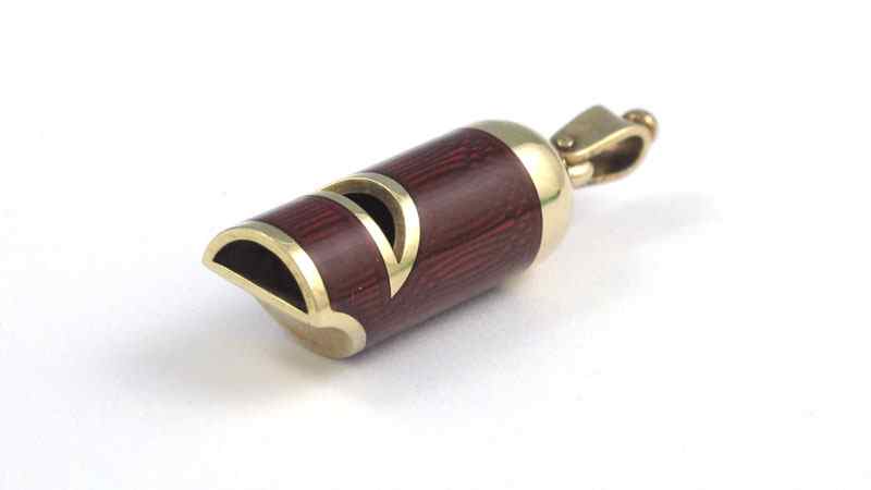 Appraisal: DAVID OSCARSON K ENAMEL WHISTLE CHARM K yellow gold whistle