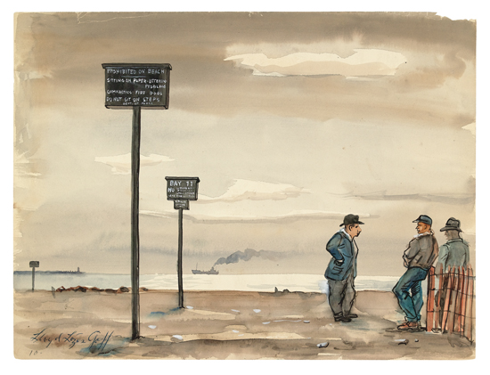 Appraisal: LLOYD GOFF Coney Island Watercolor on cream wove paper x