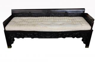 Appraisal: Antique Chinese Carved Bench Cushion as-is with wear Dimensions x