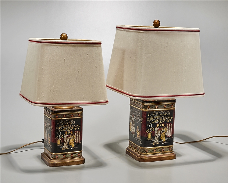 Appraisal: Two painted Japanese lamps x x larger approx Condition wear