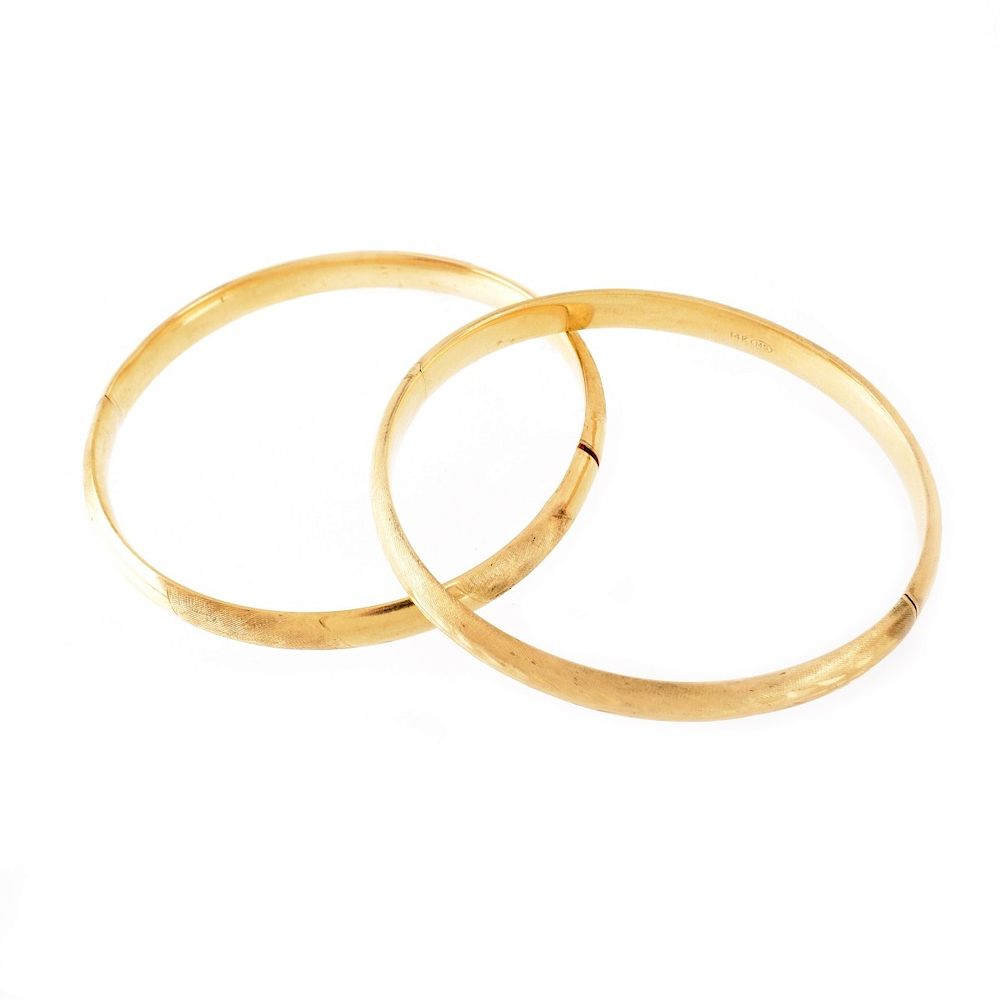 Appraisal: Two Vintage K Bangles Two Vintage Karat Yellow Gold Hinged