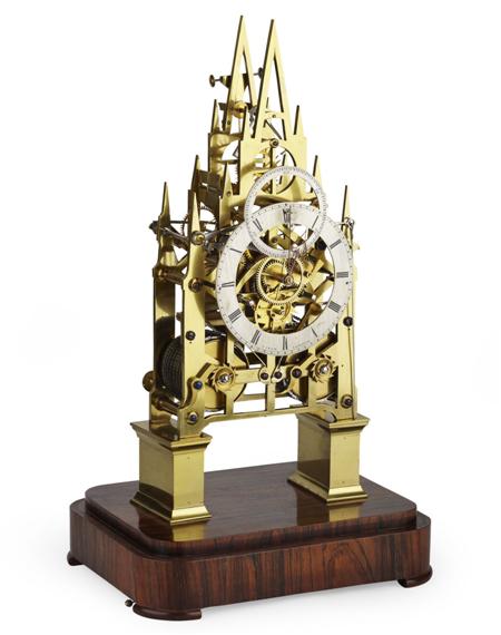 Appraisal: VICTORIAN BRASS SKELETON CLOCK BY VINER LONDON the twin train