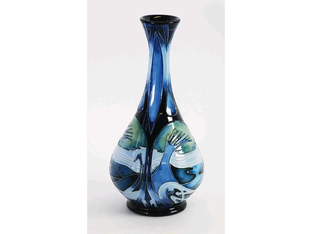 Appraisal: MODERN MOORCROFT 'KNYPERSLEY' PATTERN TUBE LINED POTTERY VASE of compressed