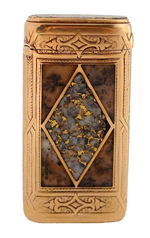 Appraisal: Solid Gold Gold Quartz Match Safe Lid is inlaid on