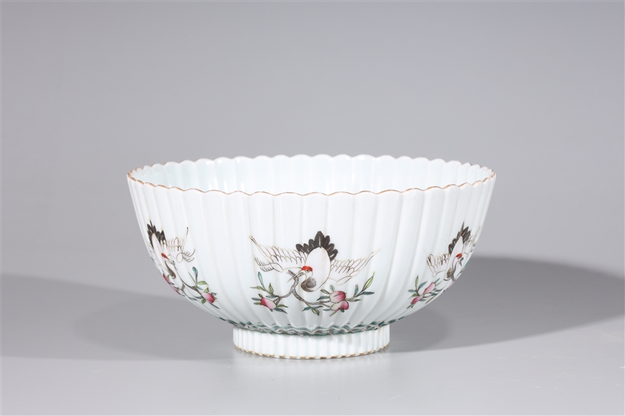 Appraisal: Chinese porcelain bowl with gilt scalloped edges with bird and