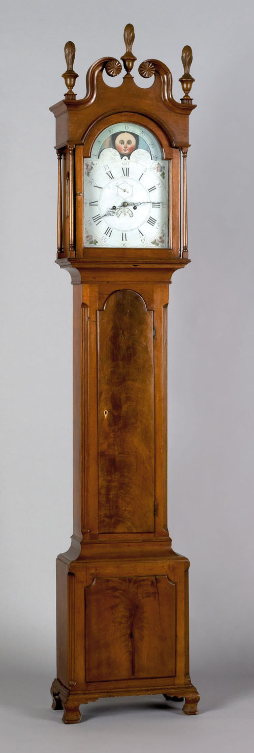 Appraisal: Pennsylvania Chippendale walnut tall case clock late th c the