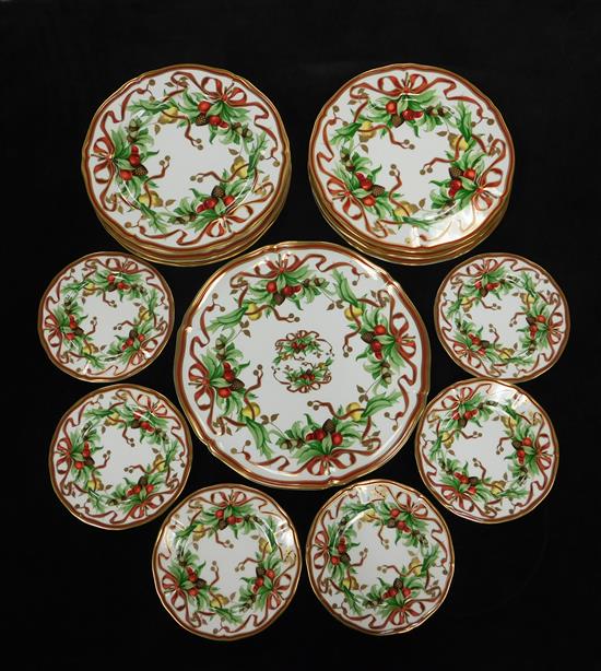 Appraisal: Tiffany Co Tiffany Holiday dinnerware thirteen pieces white ground decorated