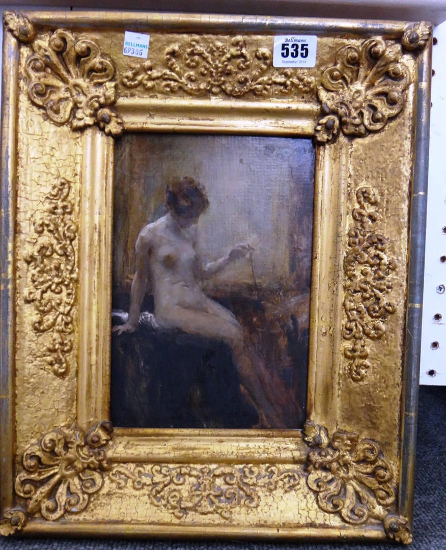 Appraisal: Attributed to Allan Douglas Davidson - Seated nude oil on