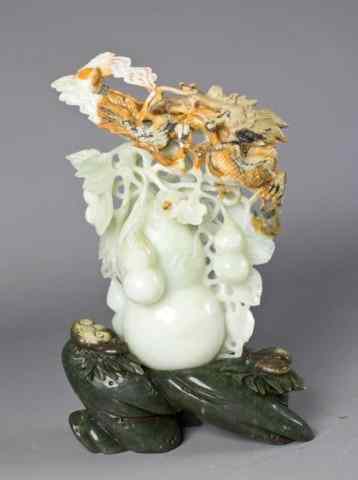 Appraisal: Chinese Jade Carving of Double Gourd on StandFinely carved to