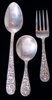 Appraisal: S Kirk Son Stieff Sterling Flatware Three All with repousse