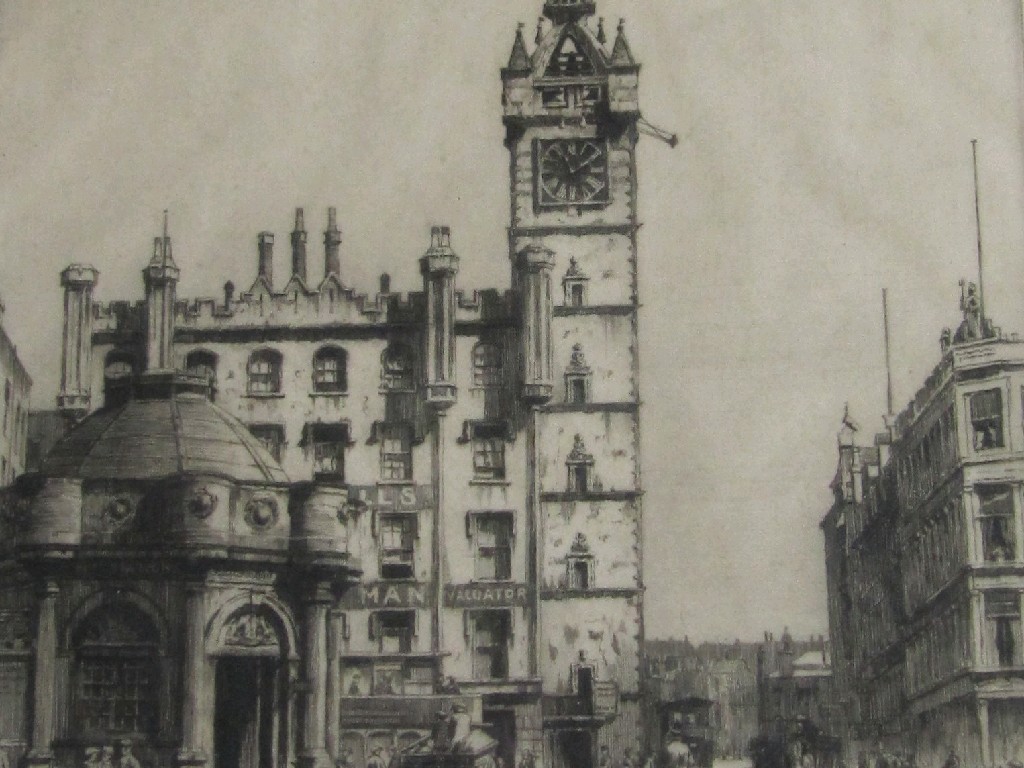 Appraisal: ALEXANDER P THOMSON Etching 'The Tollbooth Glasgow' signed in pencil