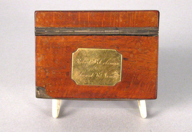 Appraisal: Victorian mahogany and tin-lined snuff box late th century The