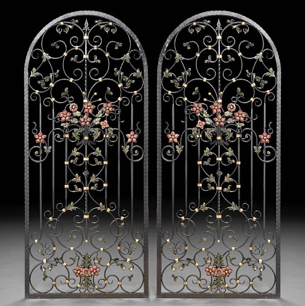 Appraisal: A set of four Baroque style wrought iron and t