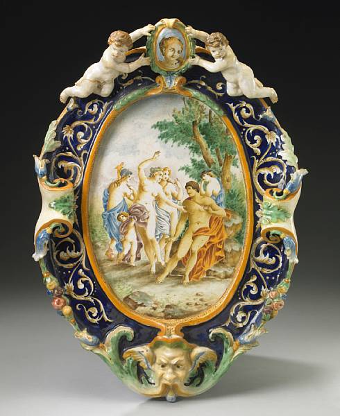 Appraisal: A Continental Renaissance style faience plaque late th early th