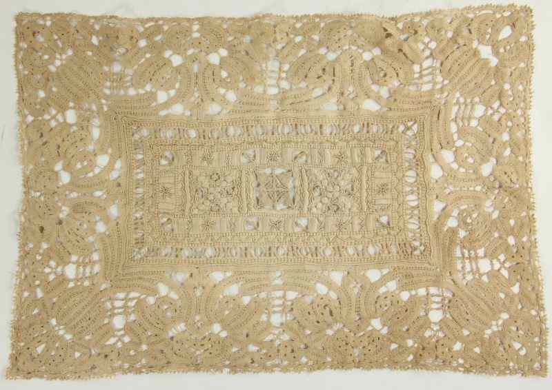 Appraisal: Brussels Lace and Cut Work Luncheon Setwith foliate and scroll