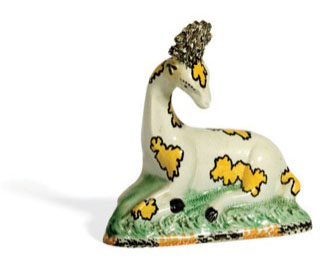 Appraisal: YORKSHIRE PEARLWARE FIGURE OF A STAG CIRCA - Height inches