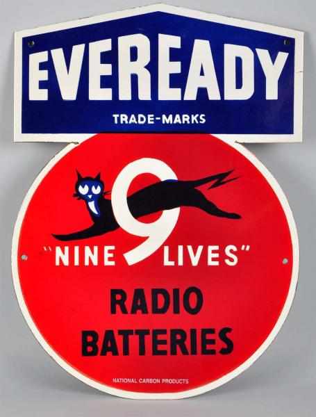 Appraisal: Porcelain Eveready -Lives Radio Battery Sign Description Nice graphic piece